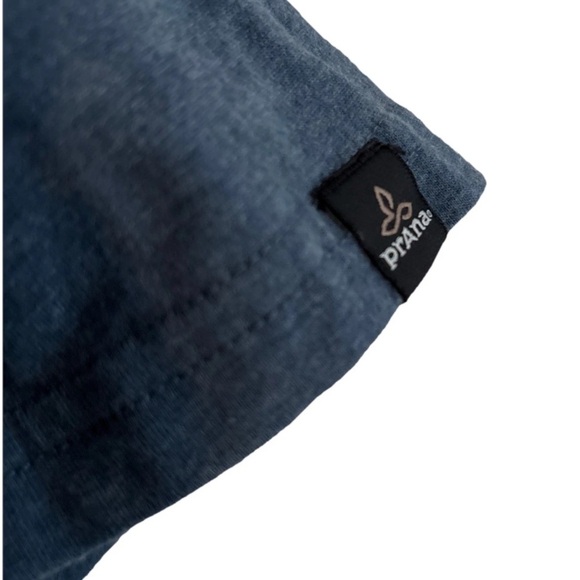 Prana Men's T Shirt XL Denim Blue Short Sleeve Cotton Blend Outdoors Gray Pocket - Picture 4 of 6